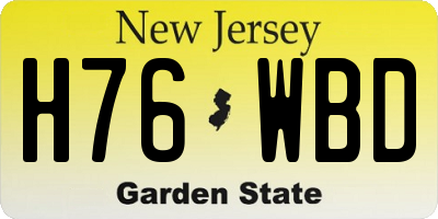 NJ license plate H76WBD