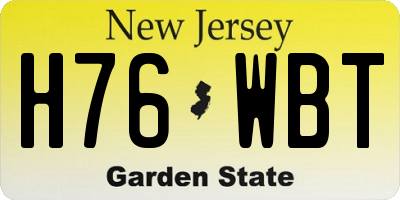 NJ license plate H76WBT