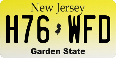 NJ license plate H76WFD