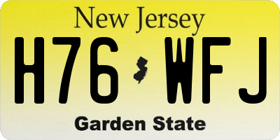 NJ license plate H76WFJ