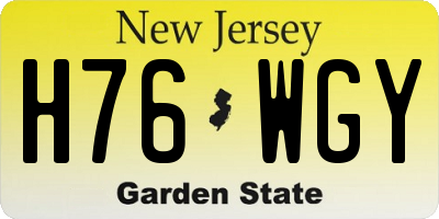 NJ license plate H76WGY