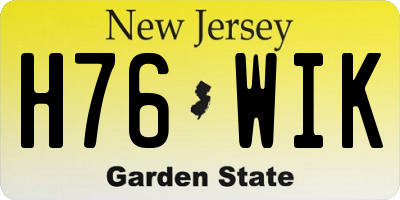 NJ license plate H76WIK
