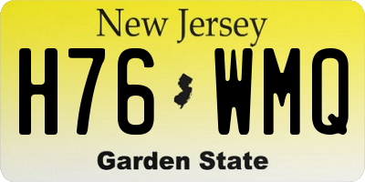 NJ license plate H76WMQ