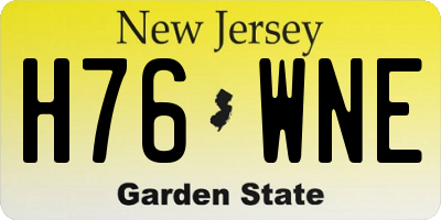 NJ license plate H76WNE