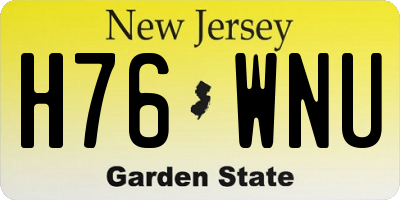 NJ license plate H76WNU