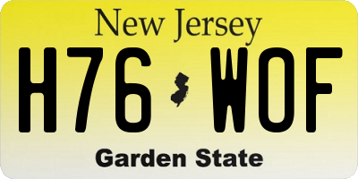 NJ license plate H76WOF