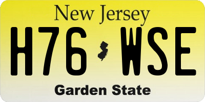 NJ license plate H76WSE