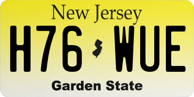 NJ license plate H76WUE