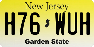 NJ license plate H76WUH