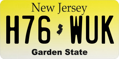 NJ license plate H76WUK