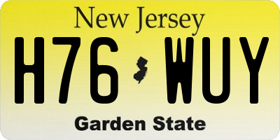NJ license plate H76WUY