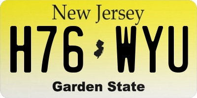 NJ license plate H76WYU