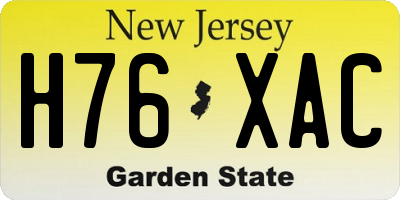 NJ license plate H76XAC
