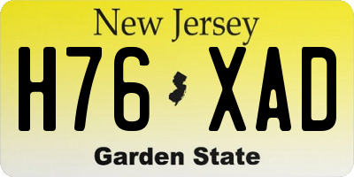 NJ license plate H76XAD