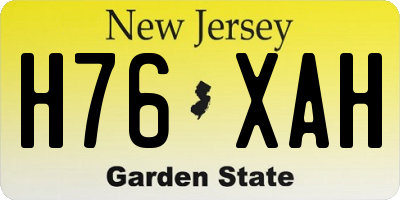 NJ license plate H76XAH