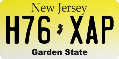 NJ license plate H76XAP