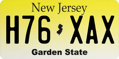 NJ license plate H76XAX