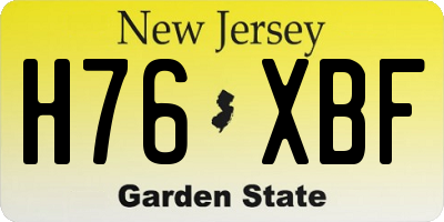 NJ license plate H76XBF