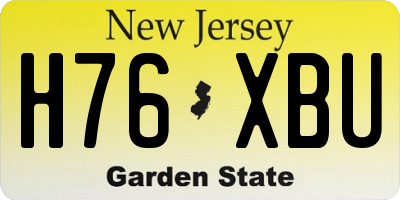 NJ license plate H76XBU