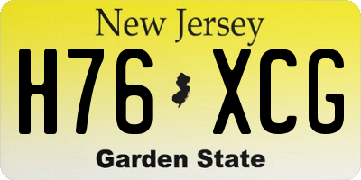 NJ license plate H76XCG