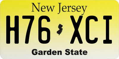 NJ license plate H76XCI