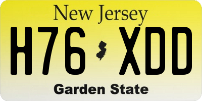 NJ license plate H76XDD