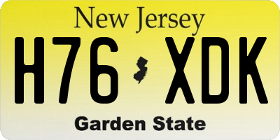 NJ license plate H76XDK