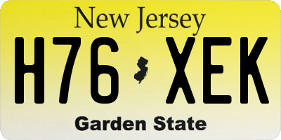 NJ license plate H76XEK