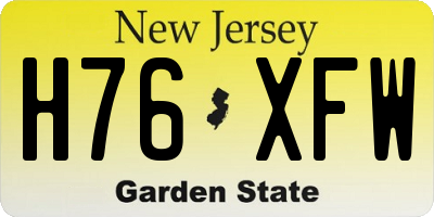 NJ license plate H76XFW