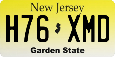 NJ license plate H76XMD