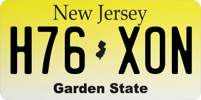 NJ license plate H76XON