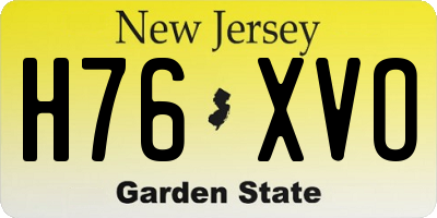 NJ license plate H76XVO