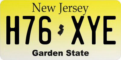 NJ license plate H76XYE