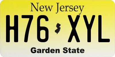 NJ license plate H76XYL