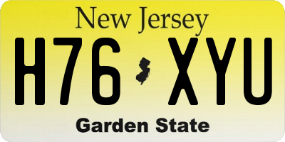 NJ license plate H76XYU