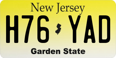 NJ license plate H76YAD