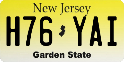 NJ license plate H76YAI