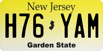 NJ license plate H76YAM