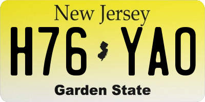 NJ license plate H76YAO