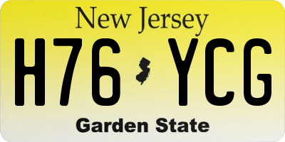 NJ license plate H76YCG