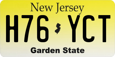 NJ license plate H76YCT