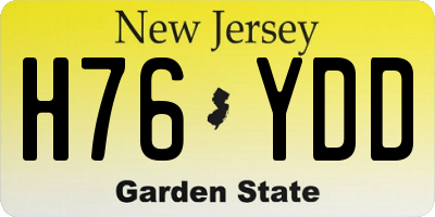 NJ license plate H76YDD