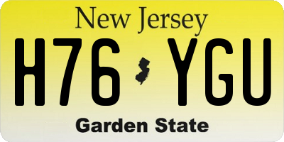 NJ license plate H76YGU