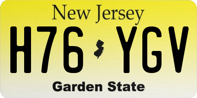 NJ license plate H76YGV