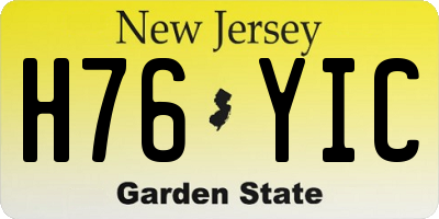 NJ license plate H76YIC