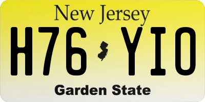 NJ license plate H76YIO