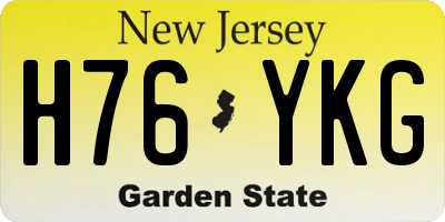 NJ license plate H76YKG