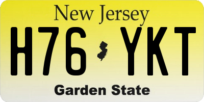 NJ license plate H76YKT