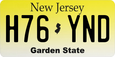 NJ license plate H76YND
