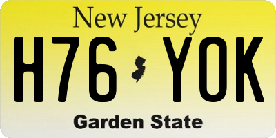 NJ license plate H76YOK